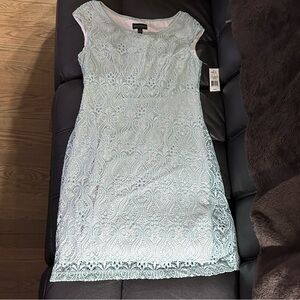 Y2K Connected Apparel Mint Green Lace Sheath Mini Dress, Size 10